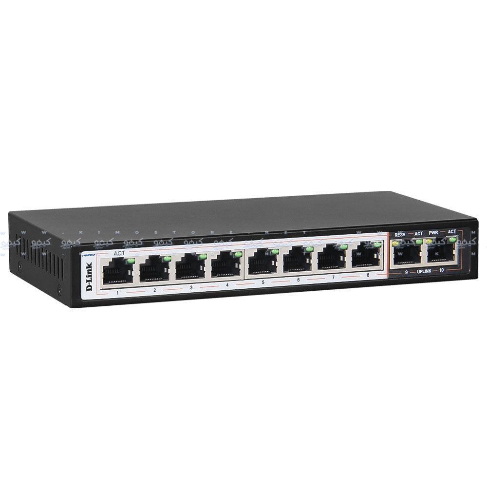 سويتش دي لينك 8 منافذ 100/10 ميجابت في الثانية PoE + منفذين (RJ45) 100/10 ميجابت في الثانية DES-F1010P-E/B Unmanaged Desktop