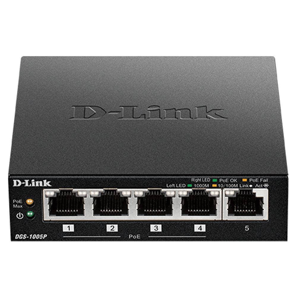 D-Link DGS-1005P Unmanaged Desktop PoE Switch 5 Port 10/100/1000Mbps