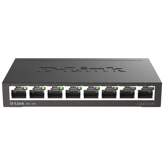 D-Link DGS-108 Unmanaged Desktop Switch 8 Ports 10/100/1000Mbps
