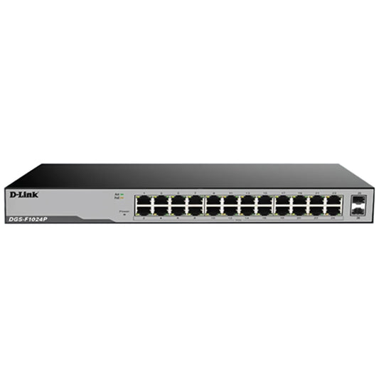 D-Link DGS-F1024P Unmanaged Rackmount Switch 24 Ports PoE 10/100/1000Mbps + 2 Ports SFP 10/100/1000Mbps Uplink