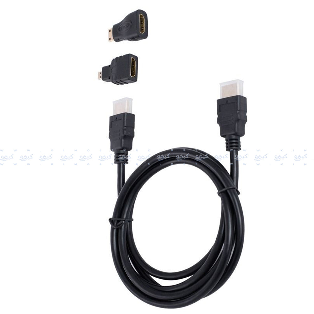 كابل HDMI مع موصلين 3 في 1 1.5 متر DC413 - أسود