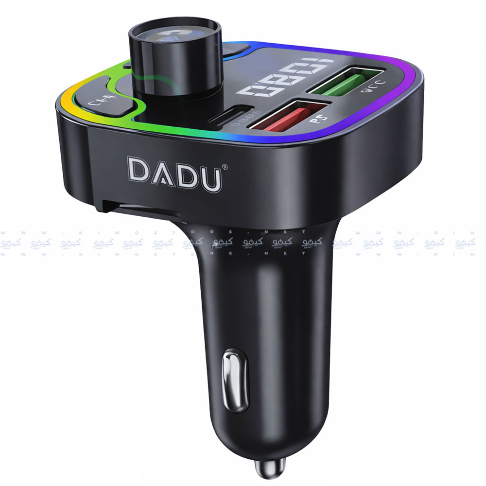 مشغل اف ام بلوتوث دادو رينبو بمنفذ تايب سي PD + منفذين يو اس بي بقوة 38 وات شحن سريع DC-192 - اسود