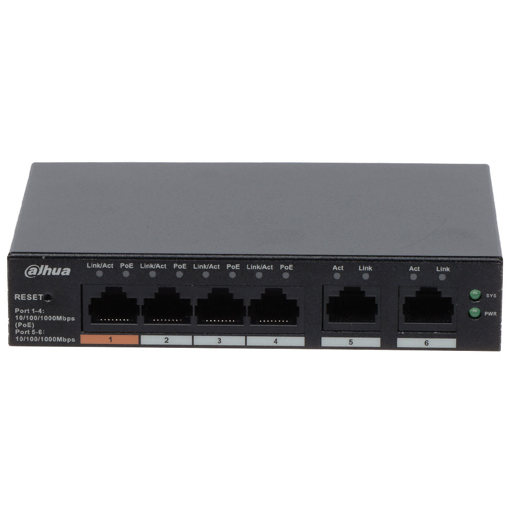 Dahua DH-CS4006-4GT-60 Cloud Managed Desktop Switch 4 Ports PoE 10/100/1000Mbps + 2 Ports 10/100/1000Mbps Uplink