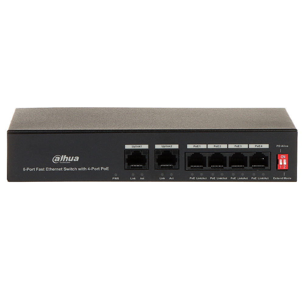 Dahua DH-PFS3006-4ET-36 Unmanaged Desktop Switch 4 Port PoE 10/100Mbps + 2 Port 10/100Mbps Uplink