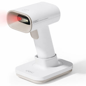 Deli S228WB Wireless Barcode Reader With Stand - White
