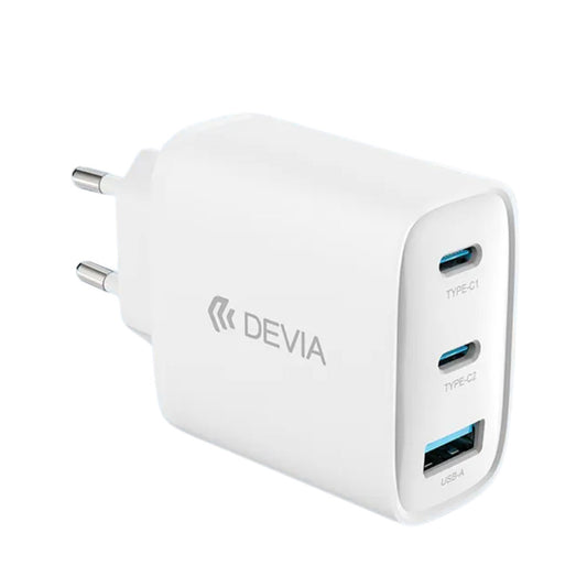 Devia MP656 GaN Wall Charger USB + 2x PD Type-C + Type-C Cable 65W Fast Charging - White