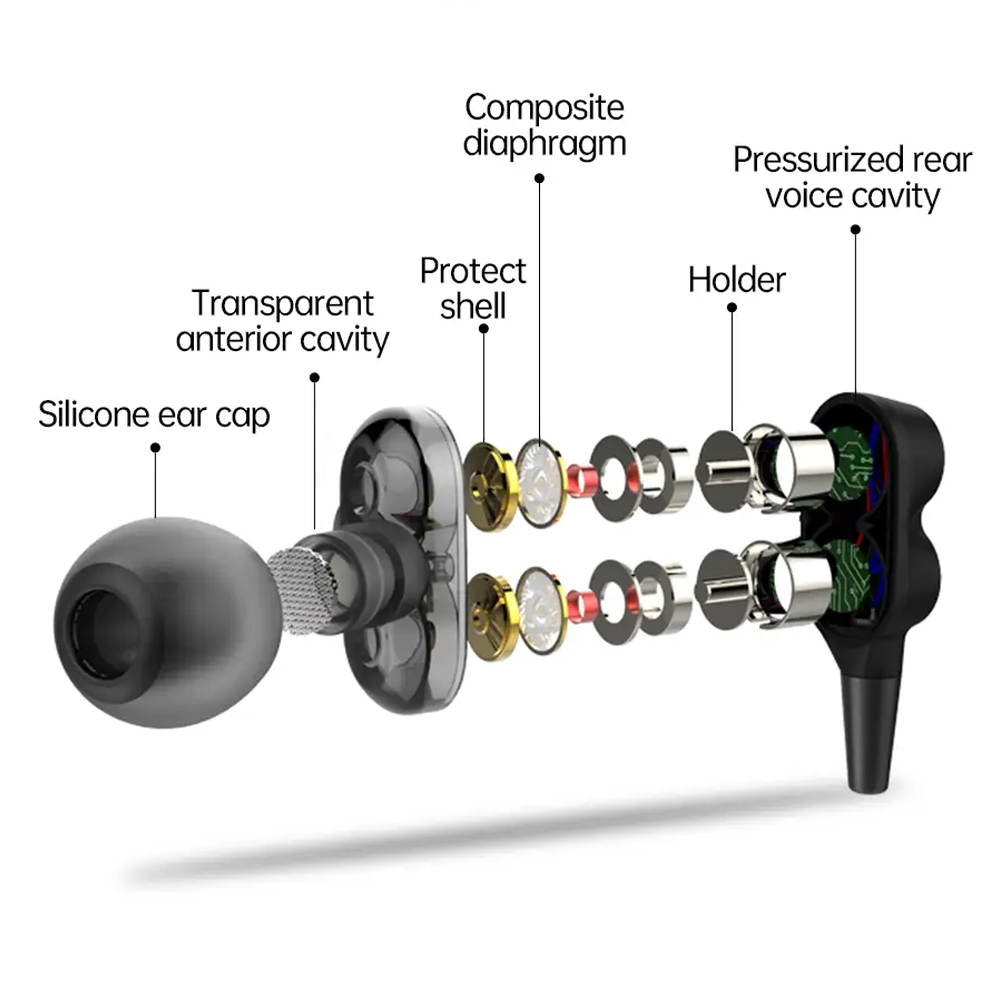 Devia Smart Series EM009 Dual Speaker Earphone - Black