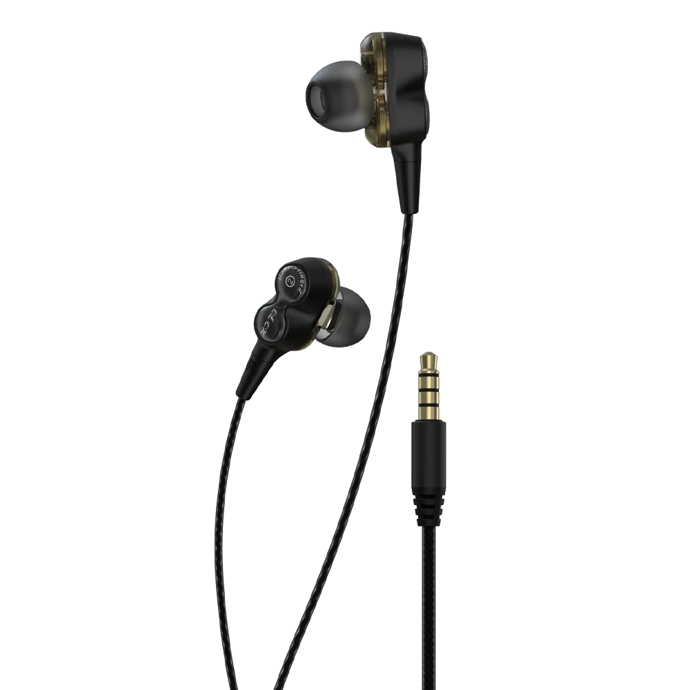 Devia Smart Series EM009 Dual Speaker Earphone - Black