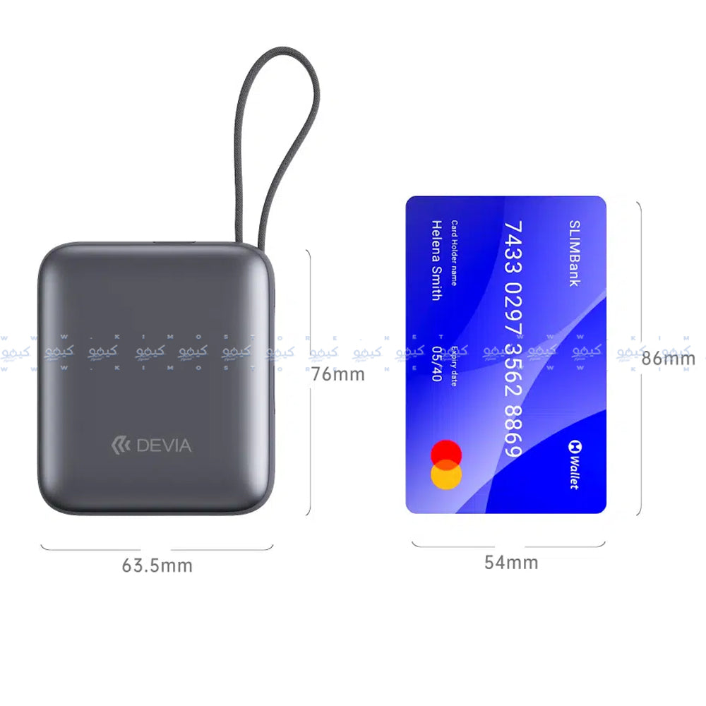 Devia Ultra 1 EP206 Power Bank Type-C 35W 10000mAh Built-in Type-C Cable - Modern Gray