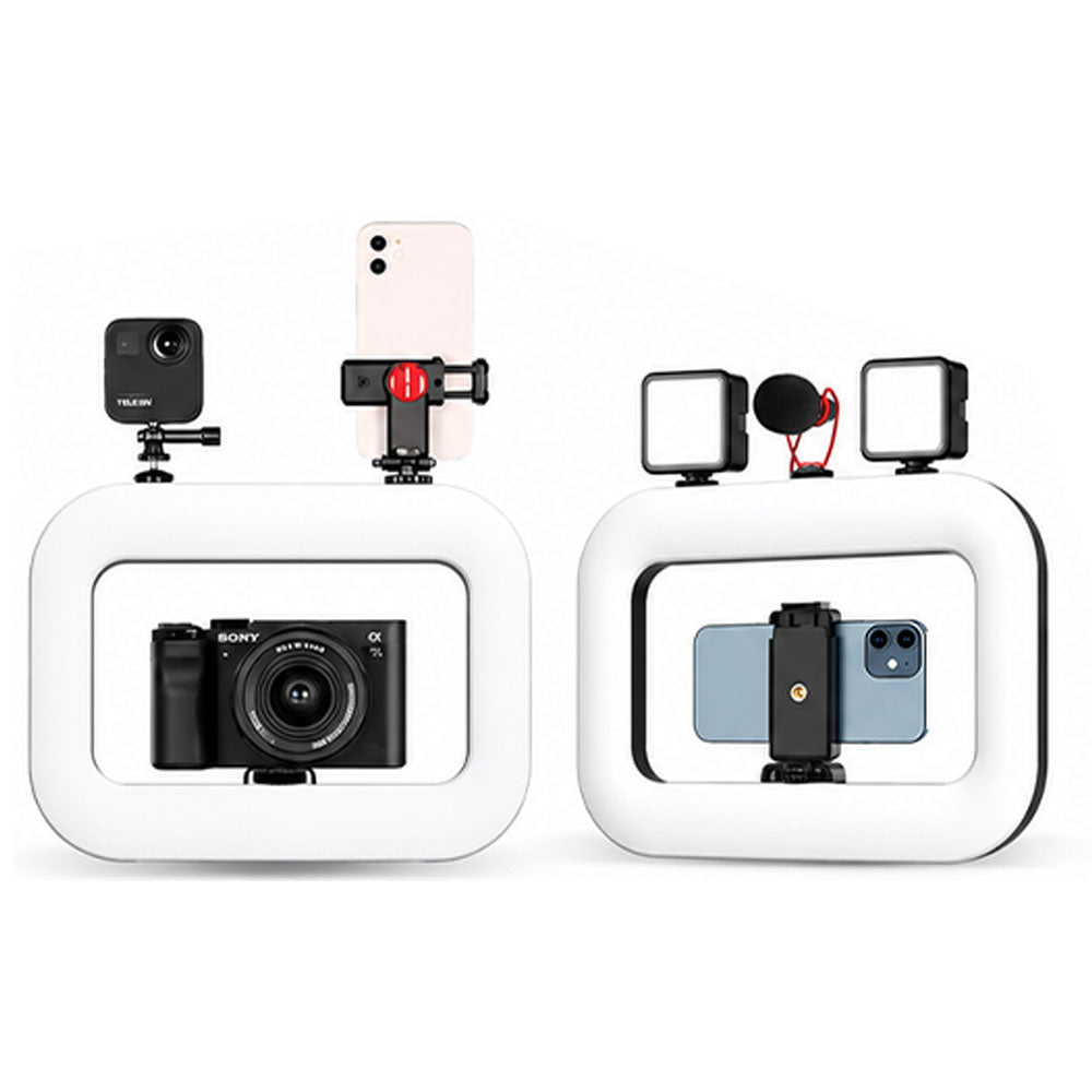 E-30 Square LED Selfie Ring Light With Phone Holder