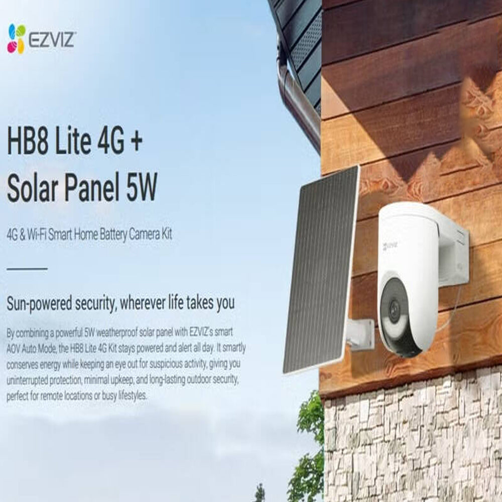 EZVIZ CS-HB8c-R100-1N4WFL Lite Battery-Powered Wi-Fi Outdoor Security Camera 2K+ 4MP 4mm (Mic) (Full Color) With Solar Panel 5W