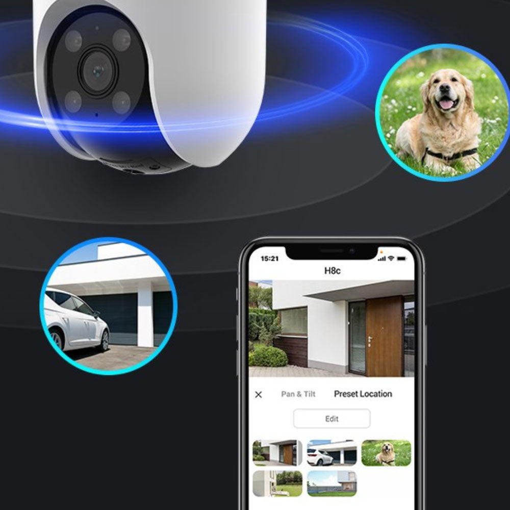 EZVIZ CS-H8C Wi-Fi Pan & Tilt Outdoor Security Camera 2K 3MP 4mm (Mic) (Full Color)