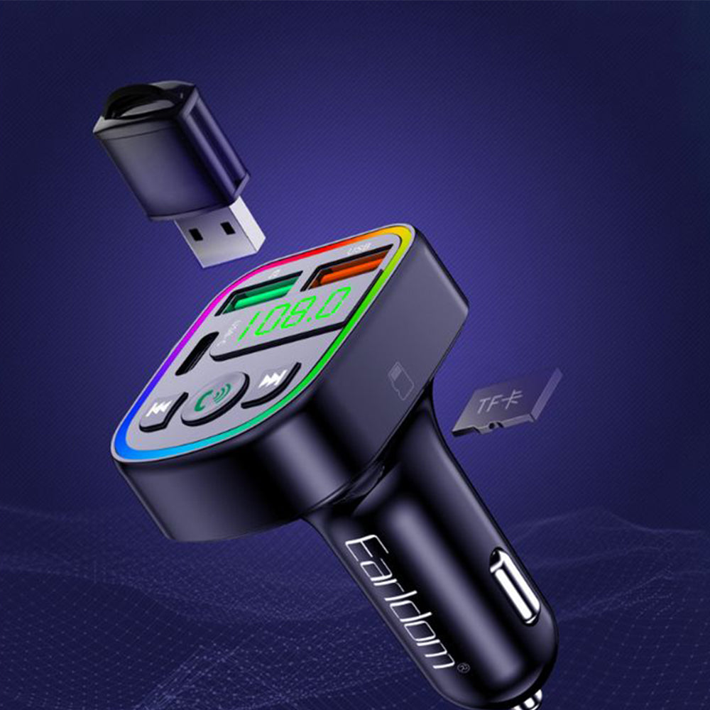 مشغل اف ام بلوتوث إيرلدوم بمنفذين يو اس بي تايب سي شحن سريع M103 RGB - اسود