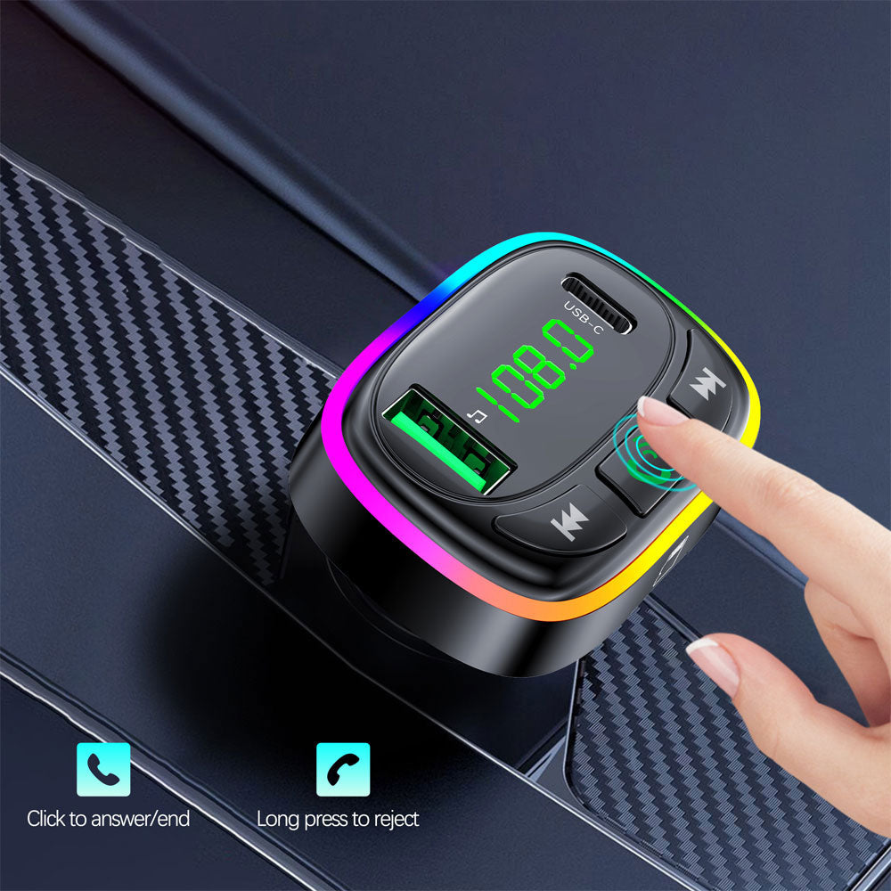 مشغل اف ام بلوتوث إيرلدوم بمنفذ يو اس بي تايب سي شحن سريع M104 RGB- اسود