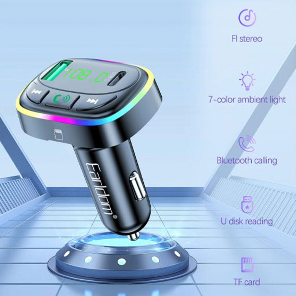 Earldom M104 RGB Bluetooth FM Transmitter USB Type-C 3.1A 