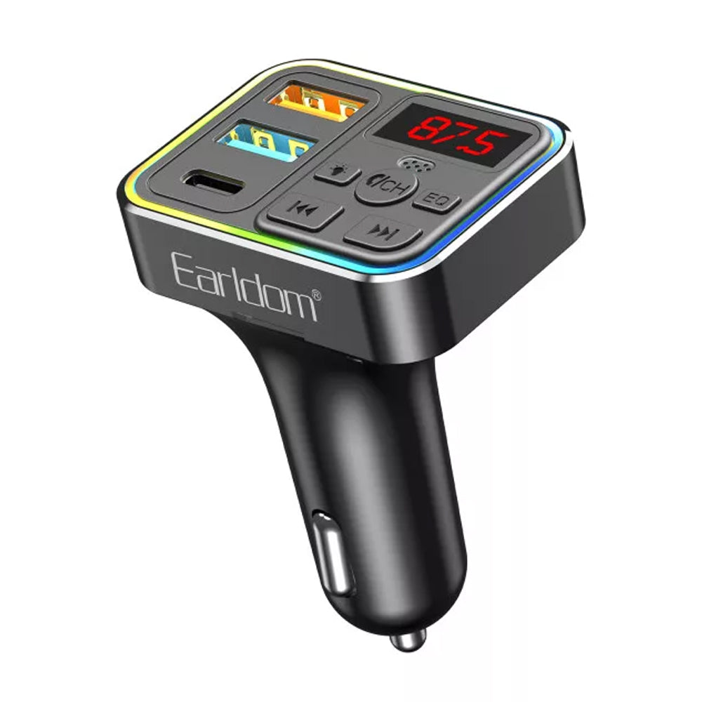 Earldom M109 4in1 RGB Bluetooth FM Transmitter Type-C + USB 3.1A Fast Charging - Black