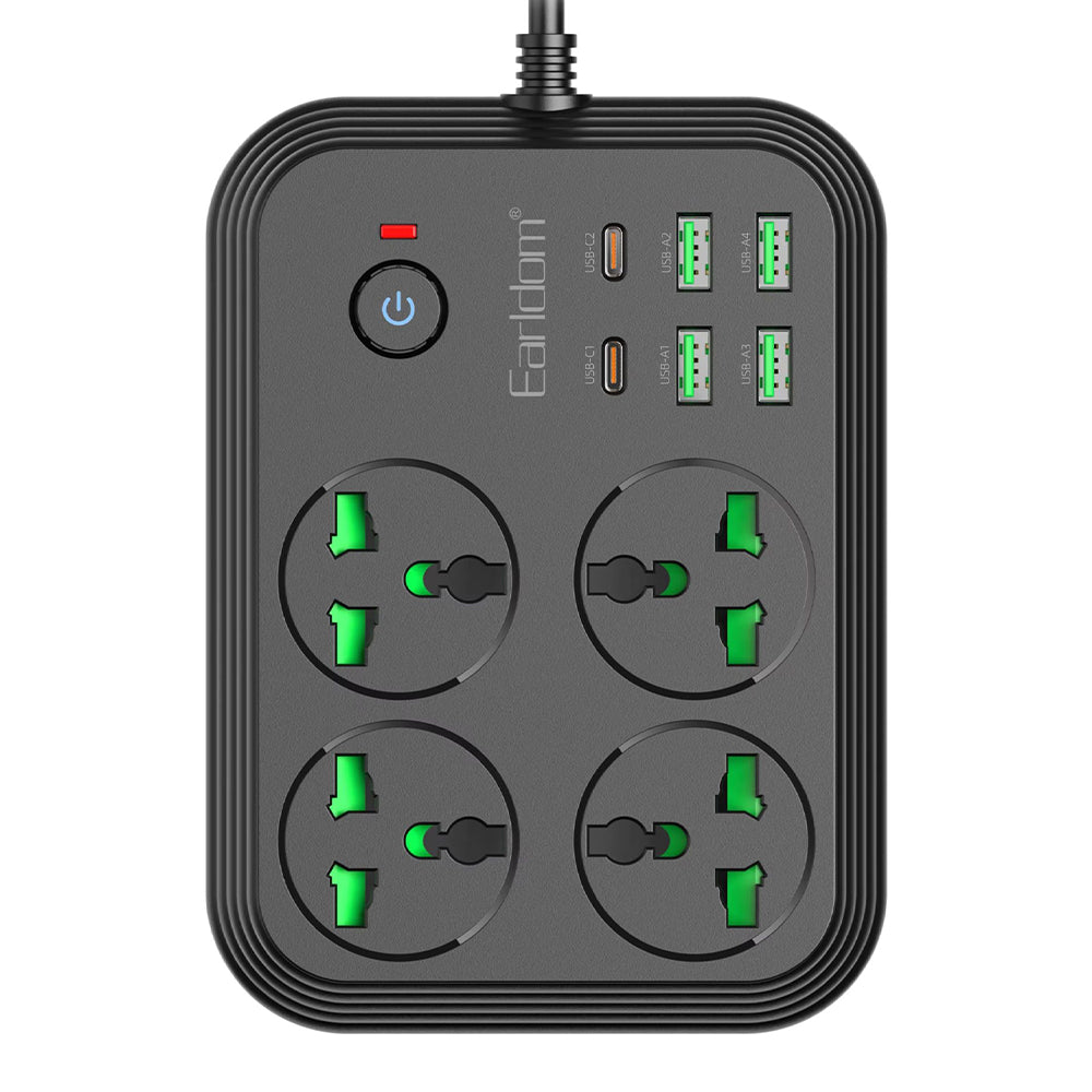Earldom SC25 4Ports + 4USB + 2Type-C Power Strip 3.1A 3000W 2m