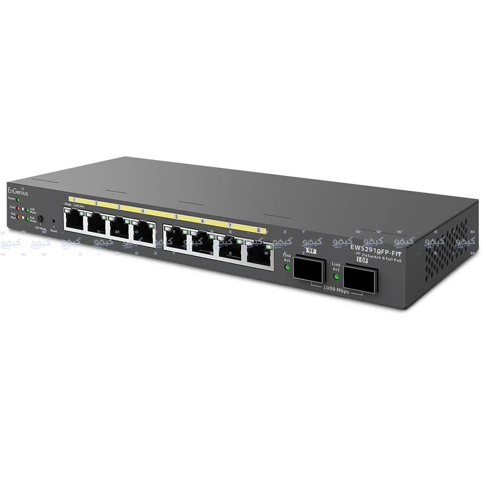 EnGenius EWS2910FP-FIT Managed Desktop Switch 8 Ports PoE+ 10/100/1000Mbps + 2 Ports SFP 10/100/1000Mbps 110W