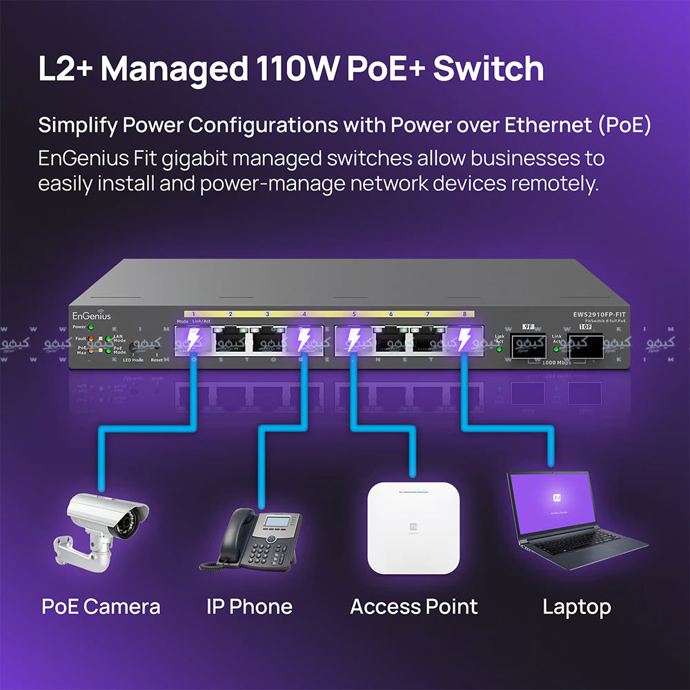 EnGenius EWS2910FP-FIT Managed Desktop Switch 8 Ports PoE+ 10/100/1000Mbps + 2 Ports SFP 10/100/1000Mbps 110W