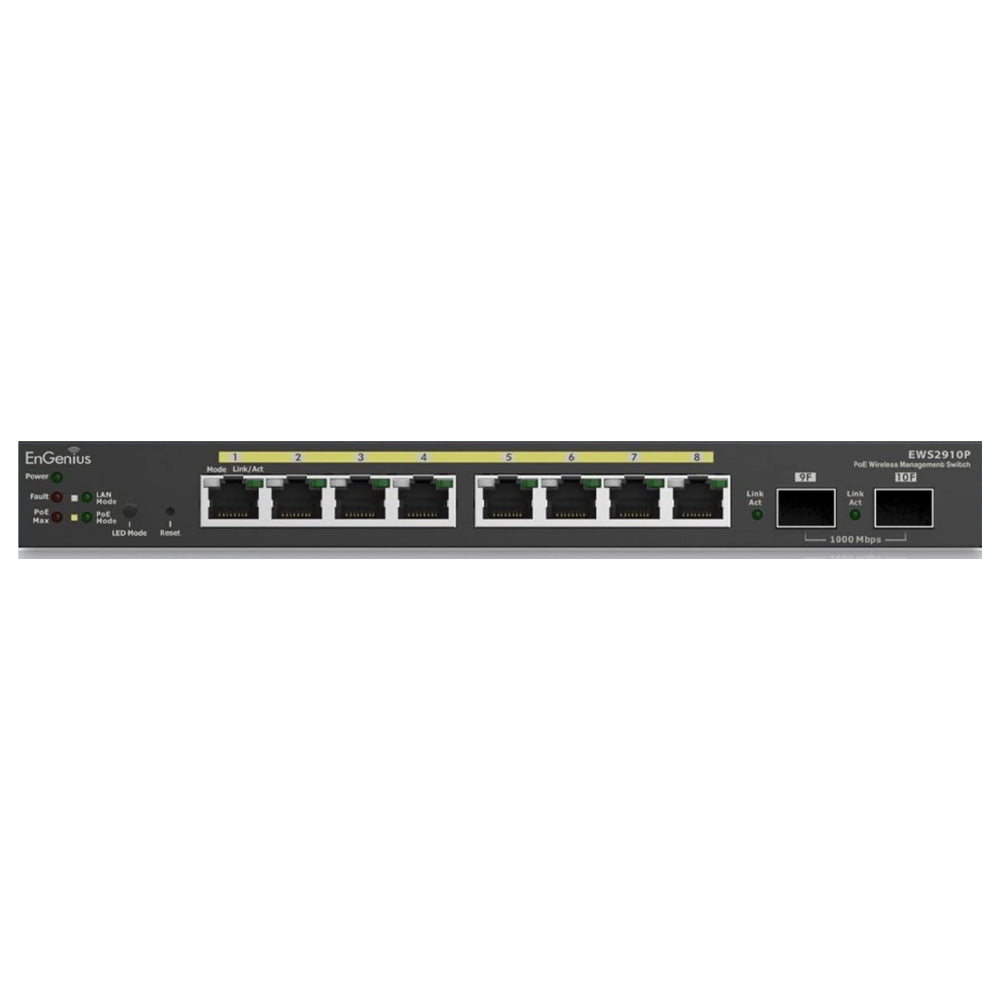 سويتش ان جينيس 8 منافذ 1000/100/10 ميجابت في الثانية PoE+ + منفذين (SFP) 1000/100/10 ميجابت في الثانية EWS2910P Managed Desktop