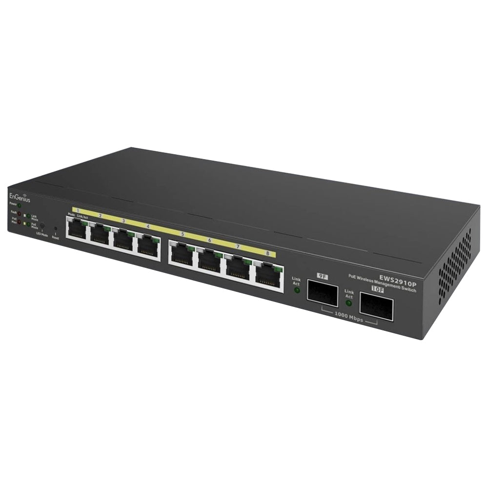 سويتش ان جينيس 8 منافذ 1000/100/10 ميجابت في الثانية PoE+ + منفذين (SFP) 1000/100/10 ميجابت في الثانية EWS2910P Managed Desktop