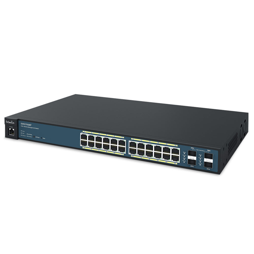 EnGenius EWS7928P Managed Rackmount Switch 24 Ports PoE+ 10/100/1000Mbps + 4 Ports SFP 10/100/1000Mbps + Console Port 185W