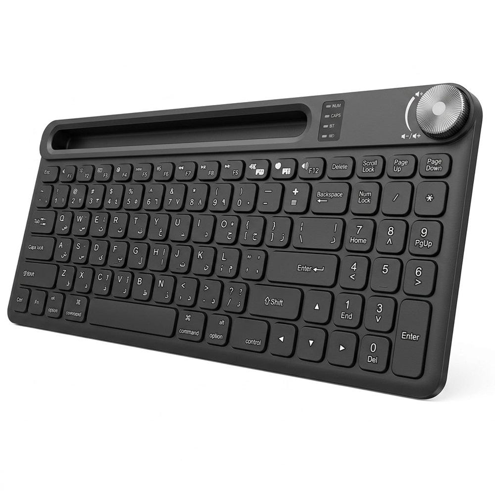 Erazer KS02 Rechargeable Dual Mode Bluetooth Wireless Keyboard English & Arabic - Black