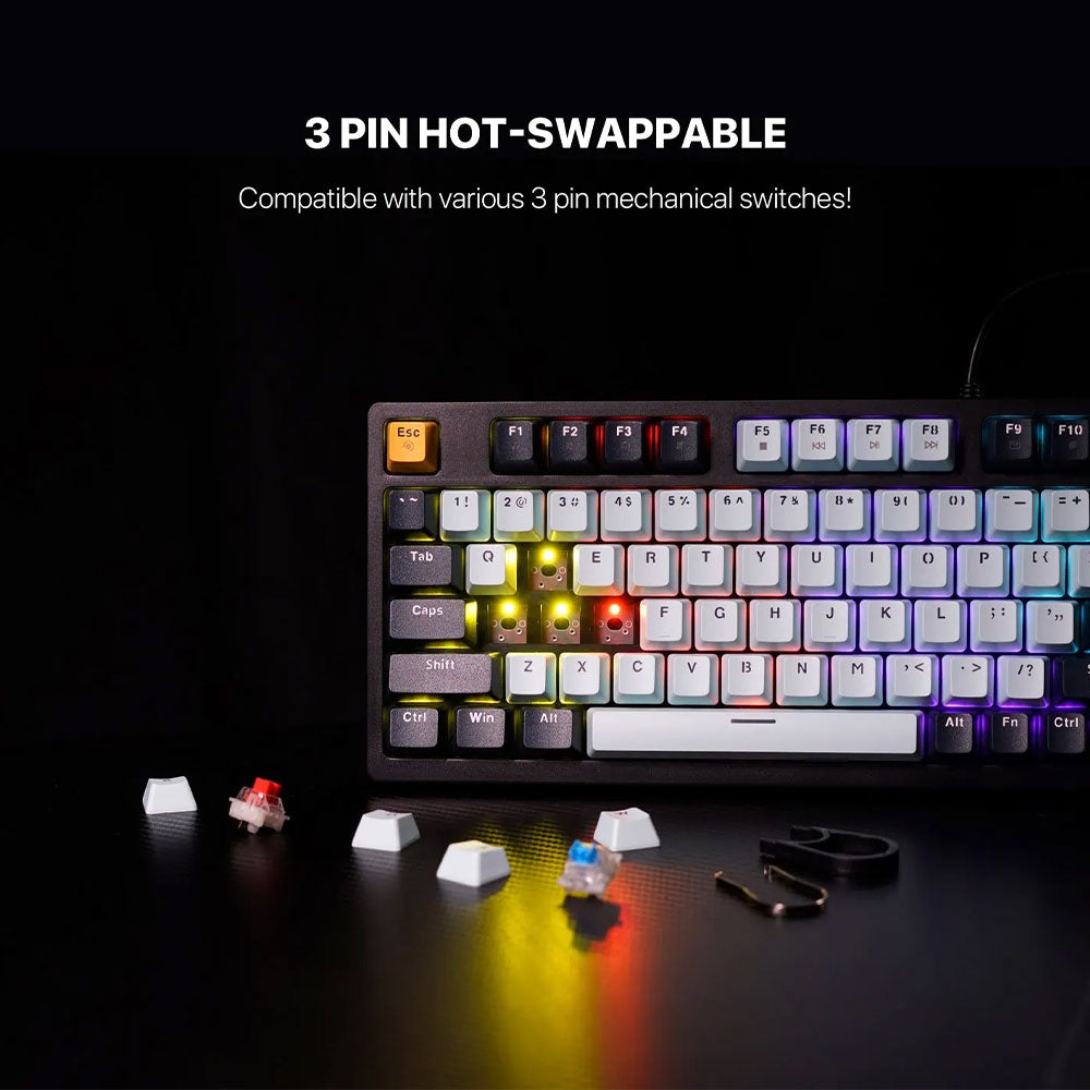 كيبورد فانتيك سلكي سويتش أزرق RGB جيمنج إنجليزي وعربي ATOM96 MK890V2 - أزرق