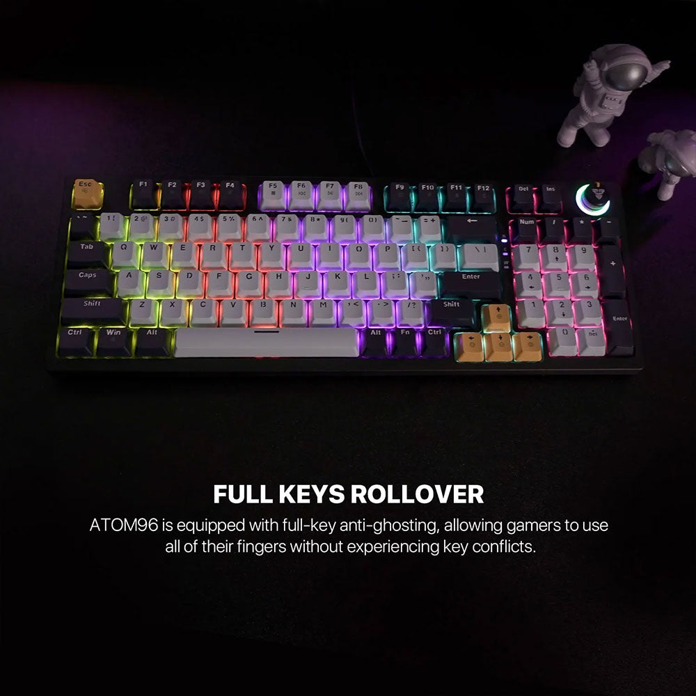 كيبورد فانتيك سلكي سويتش أزرق RGB جيمنج إنجليزي وعربي ATOM96 MK890V2 - أزرق
