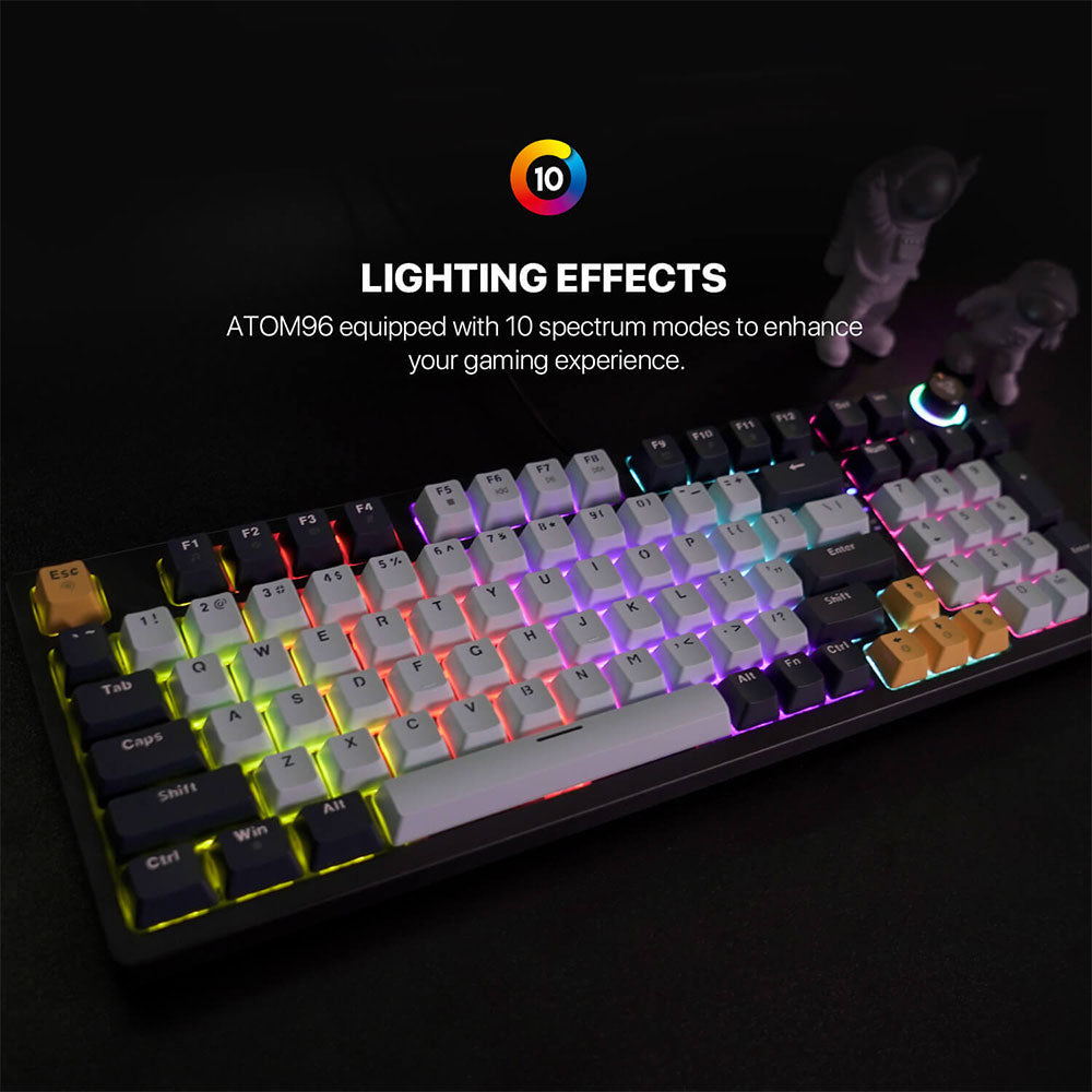 كيبورد فانتيك سلكي سويتش أزرق RGB جيمنج إنجليزي وعربي ATOM96 MK890V2 - أزرق