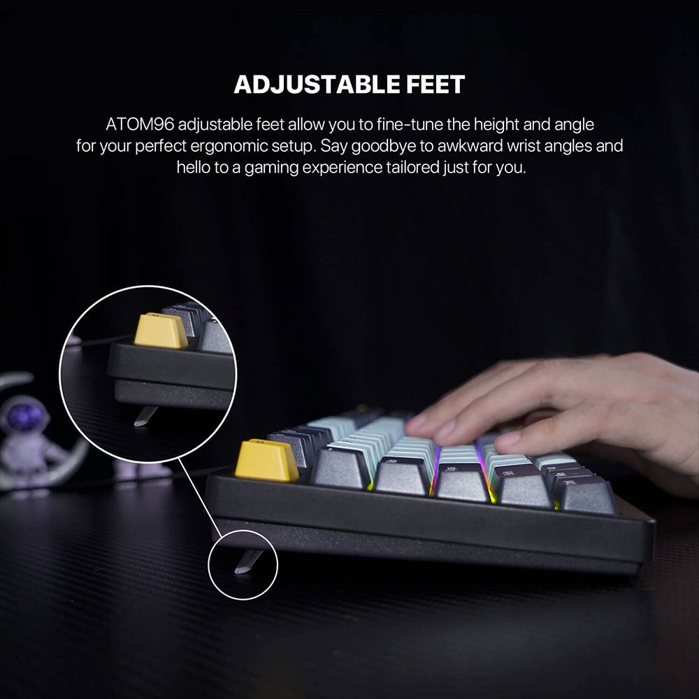كيبورد فانتيك سلكي سويتش أحمر RGB جيمنج إنجليزي وعربي ATOM96 MK890V2 - كحلي