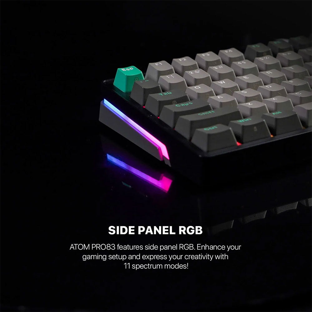 كيبورد فانتيك سلكي و لاسلكي بلوتوث سويتش أحمر RGB جيمنج إنجليزي وعربي ATOM PRO MK914 - أسود