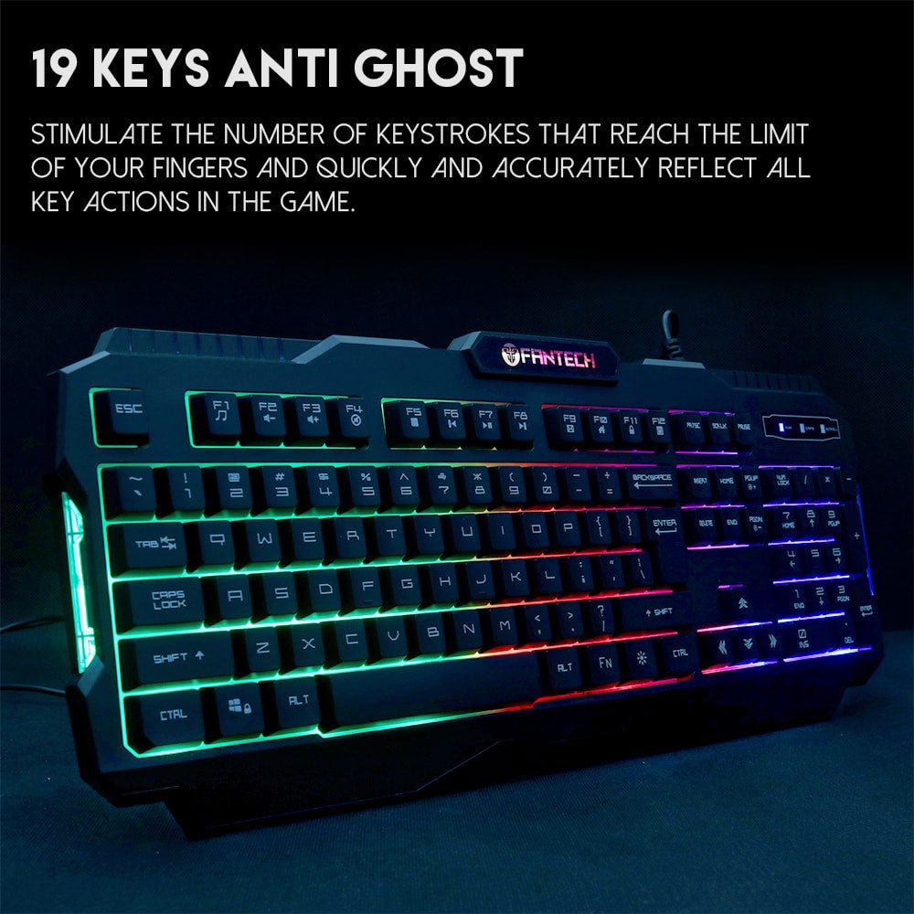 كيبورد فانتيك سلكى رينبو جيمنج إنجليزى وعربي HUNTER PRO K511 