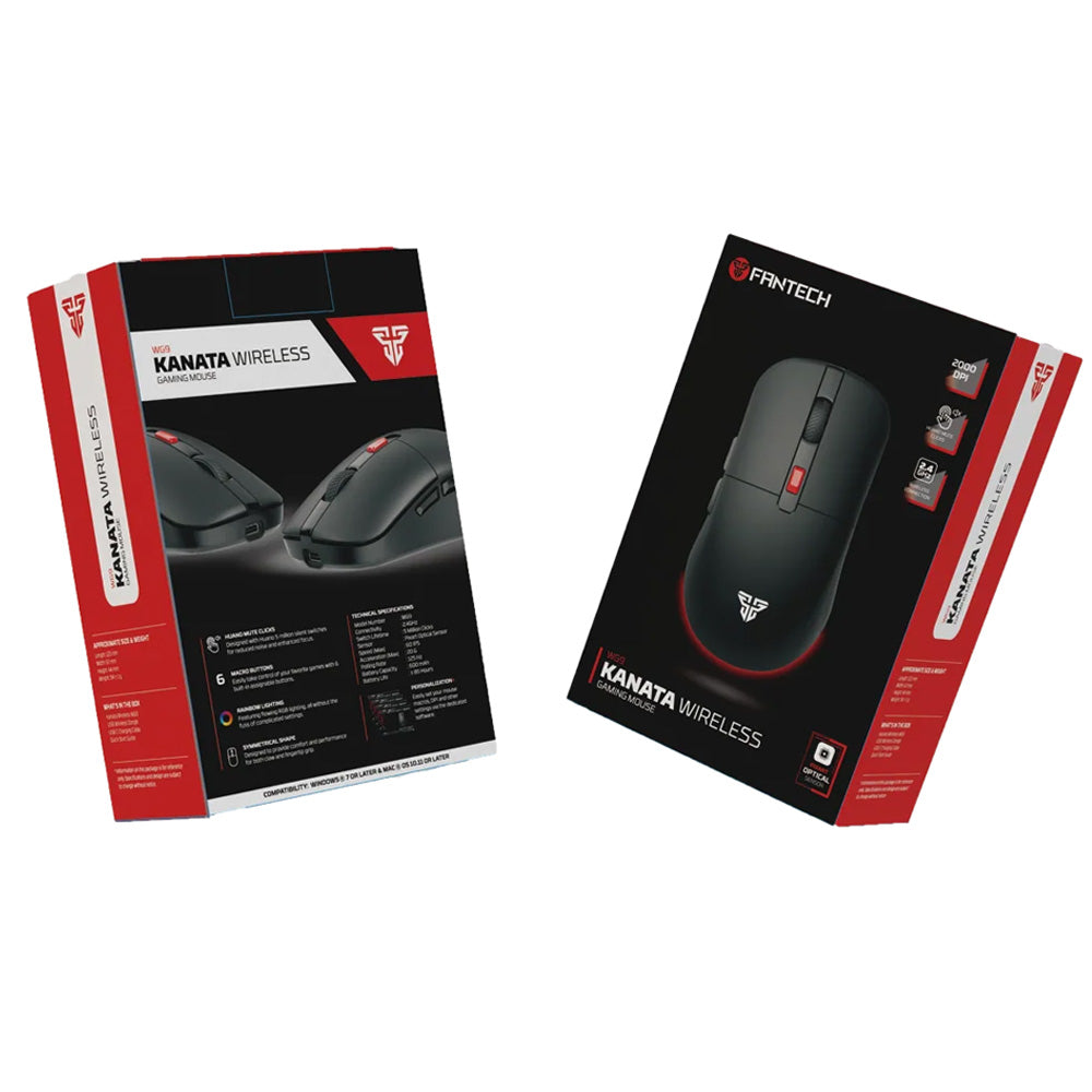 Fantech Kanata WG9 Rechargeable Wireless Rainbow Gaming Mouse 2000Dpi - Black