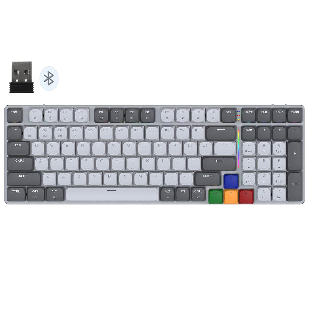 كيبورد فانتيك سلكي و لاسلكي بلوتوث سويتش أحمر RGB جيمنج إنجليزي وعربيMaxfit AIR99 MK916