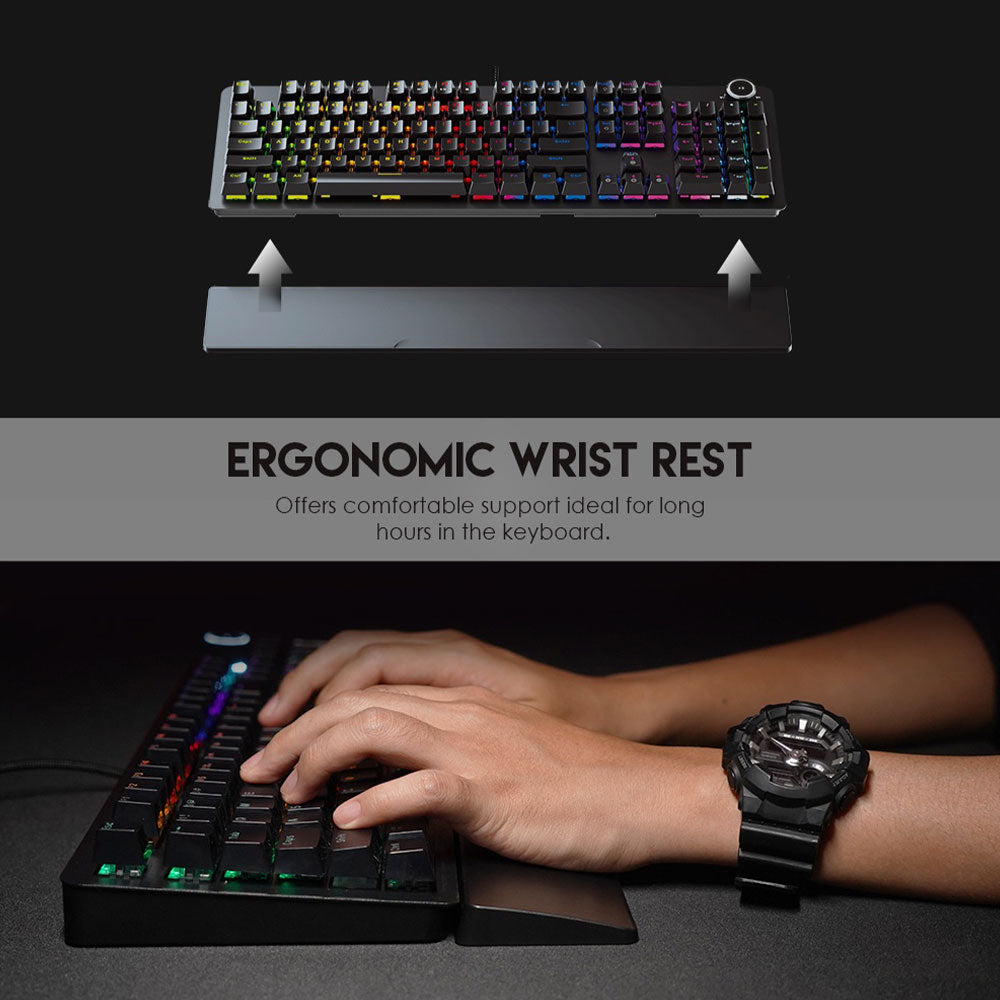كيبورد فانتيك سلكي سويتش أزرق RGB جيمنج إنجليزي وعربي Maxpower MK853V2 - أسود