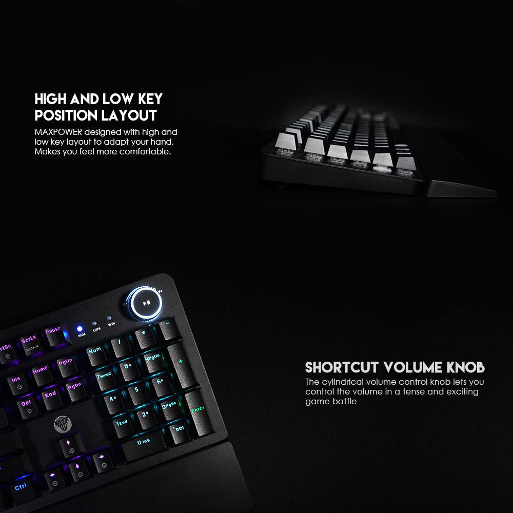 كيبورد فانتيك سلكي سويتش أزرق RGB جيمنج إنجليزي وعربي Maxpower MK853V2 - أسود