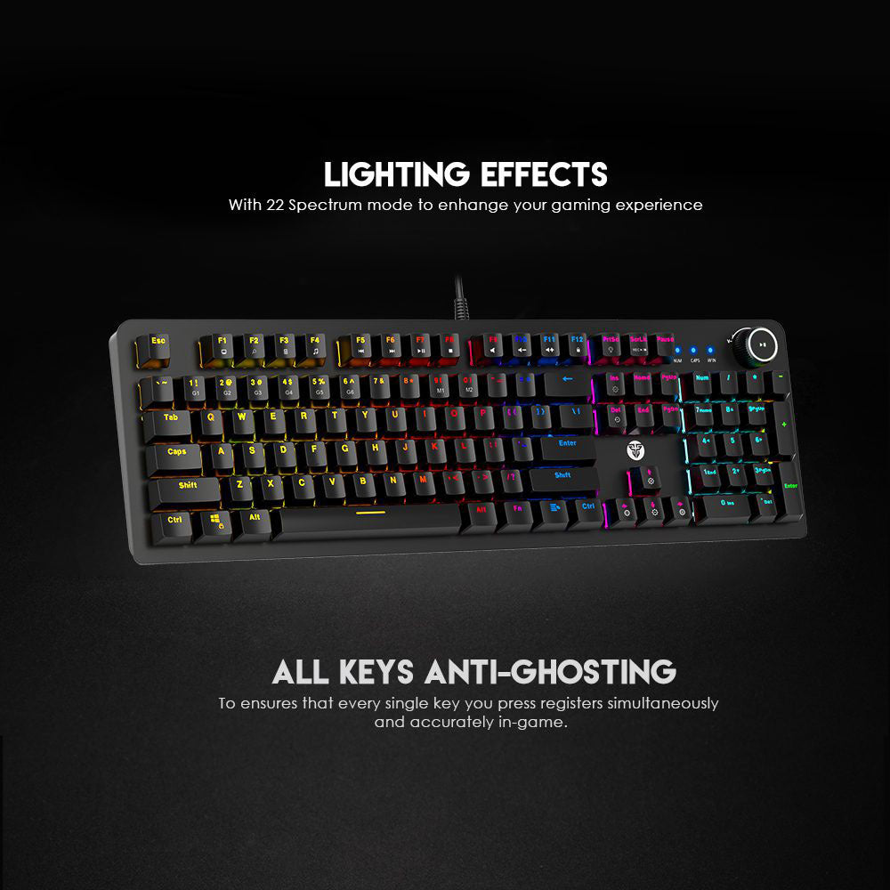 كيبورد فانتيك سلكي سويتش أزرق RGB جيمنج إنجليزي وعربي Maxpower MK853V2 - أسود