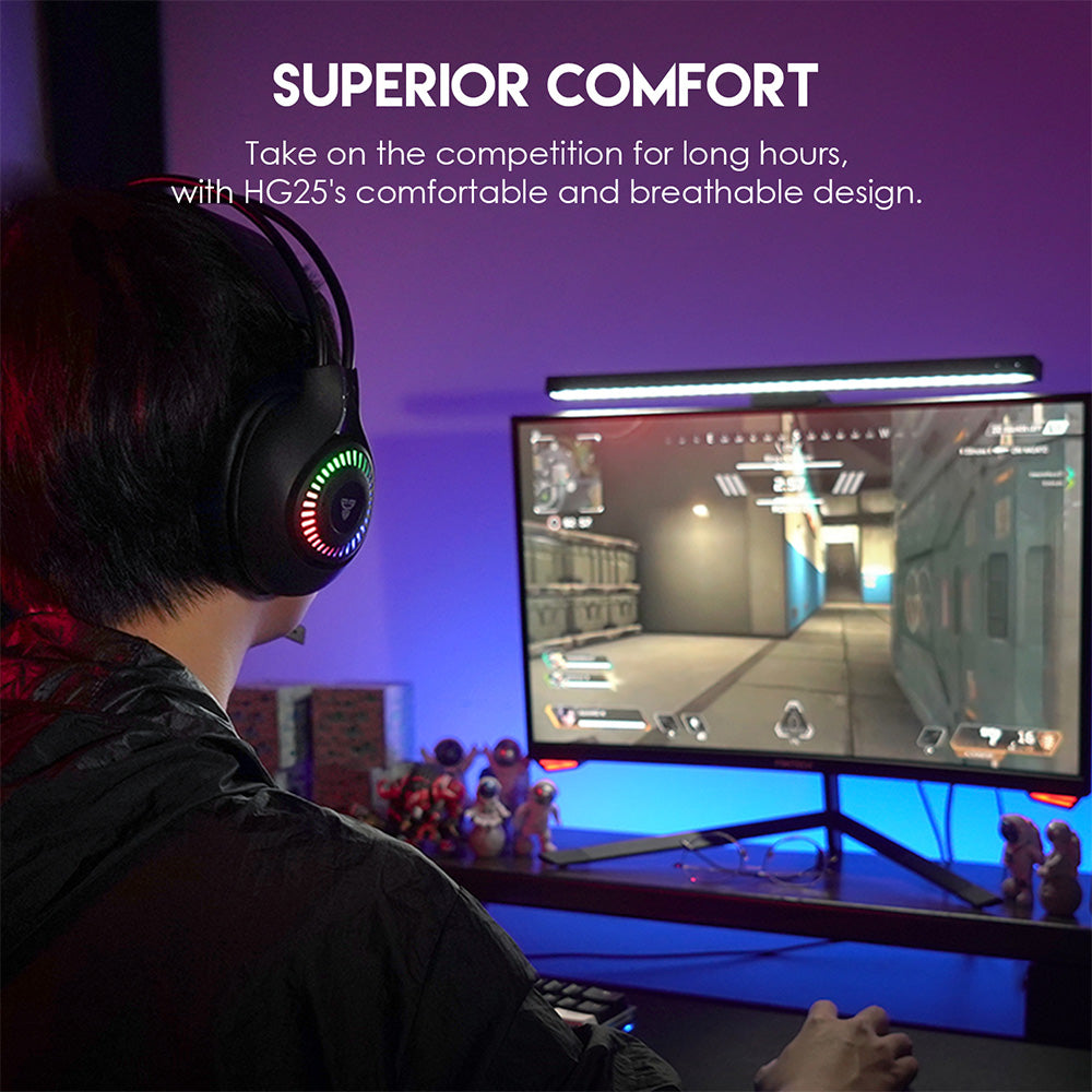 Fantech ORBIT HG25 RGB Gaming Headset 7.1 Surround Sound With Noise-Cancelling Mic - Black