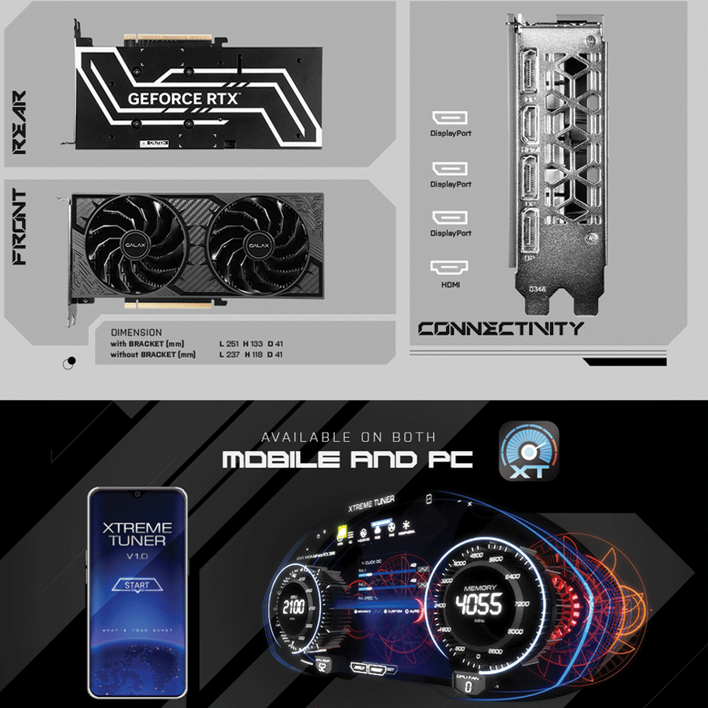 كارت شاشة جالاكس GeForce RTX 4060 8GB GDDR6  1-Click OC 2X V2 