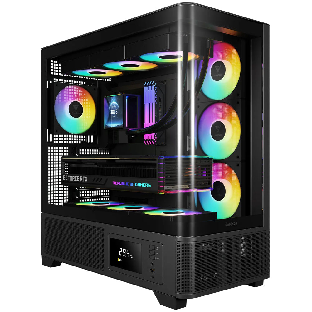 Gamdias ATLAS P2 CG ARGB Gaming Mid Tower Case - Black