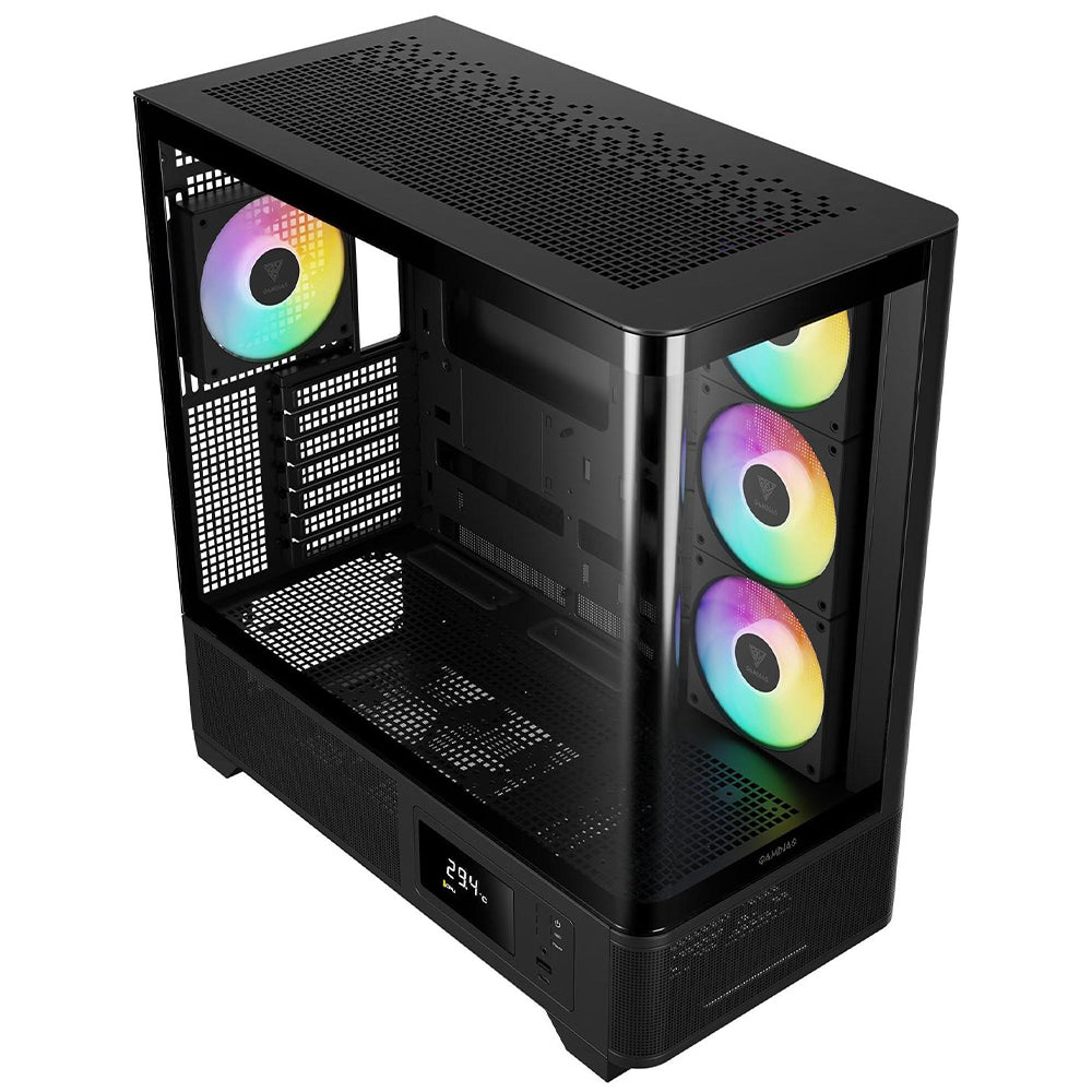 Gamdias ATLAS P2 CG ARGB Gaming Mid Tower Case - Black