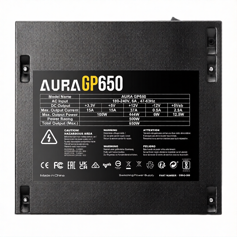 كيس ميد تاور جامدياس ARGB جيمنج AURA GC1 ELITE + باور سبلاي 80 بلس أبيض 650 وات 