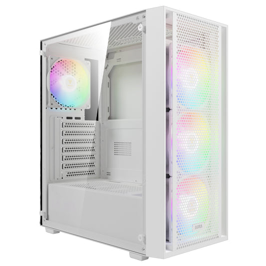 Gamdias AURA GC2 ELITE WHITE ARGB Gaming Mid Tower Case + AURA GP750 80 Plus White Power Supply 750W