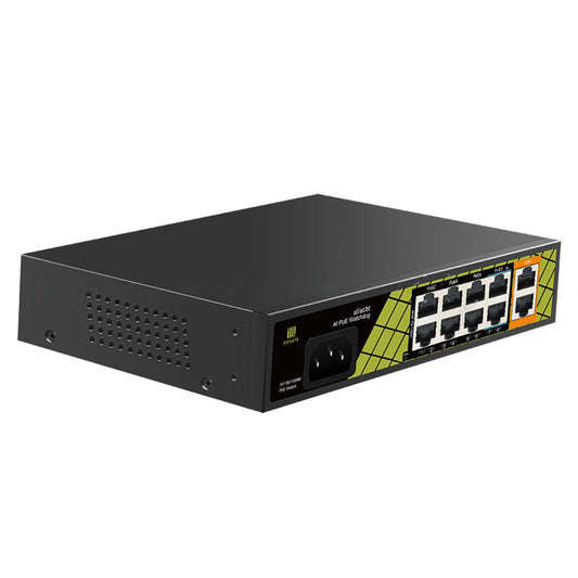 سويتش جيناتا 8 منفذ 100/10 ميجابت في الثانية PoE + منفذين (RJ45) 1000/100/10 ميجابت في الثانية GNT-P1210SG Rackmount AI PoE