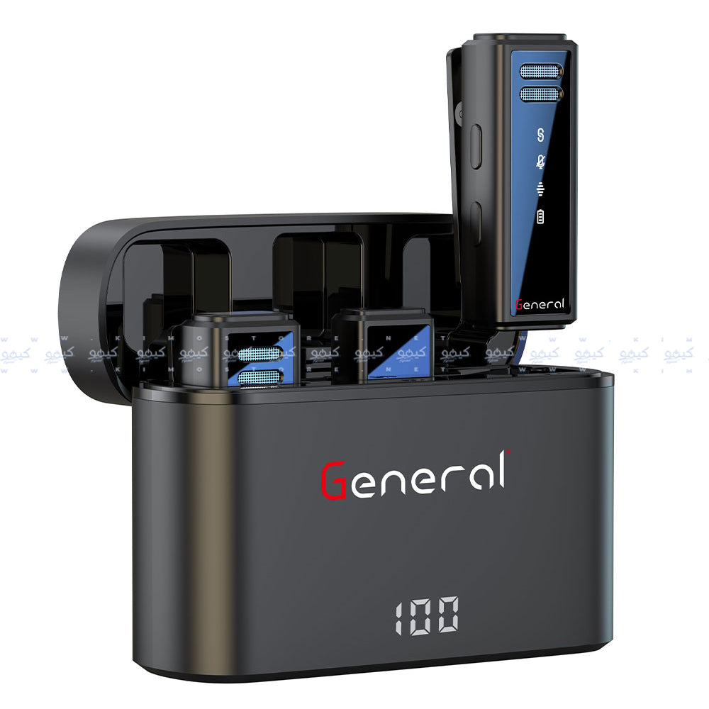 نظام ميكروفون جنرال لاسلكي ثنائي القناه بمنفذ تايب سي 2.4 جيجاهرتز GM31