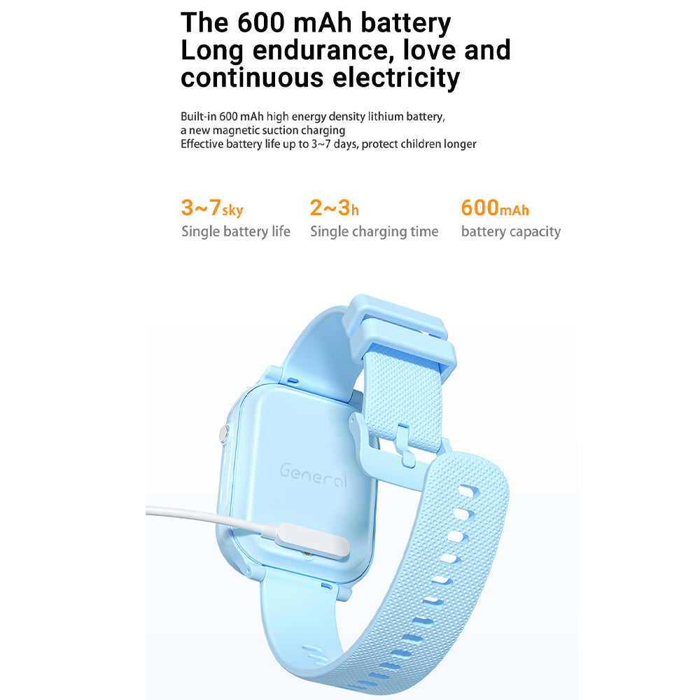 General GW29 Kids 4G Smart Watch Black Case With Black Strap