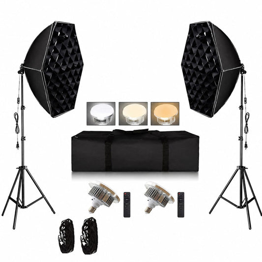 مجموعة اوكتا بوكس جنرال 65 سم مع شبكة ولمبتين 150 وات KIT2PC Soft Box II