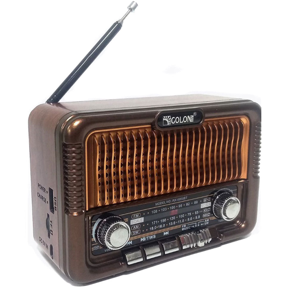 Golon RX-7070BT Portable Radio Speaker 1.0 - Brown