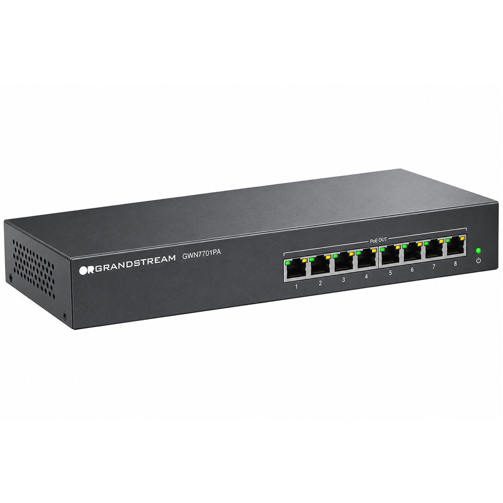 GrandStream GWN7701PA Unmanaged Desktop Switch 4 Ports PoE 101001000Mbps + 4 Ports 101001000Mbps